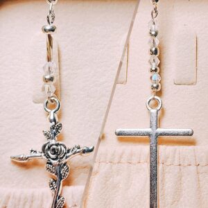 Large Silver Cross Earrings