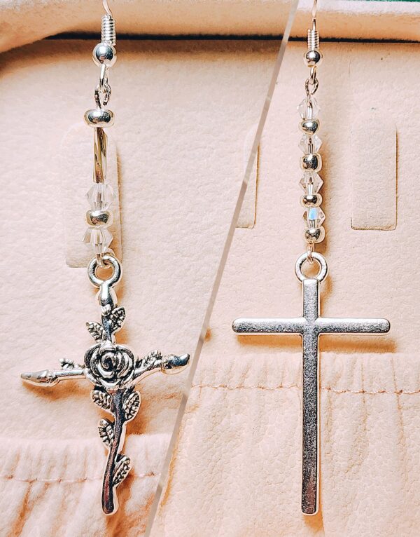 Large Silver Cross Earrings