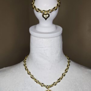 Gold & Black Chain-Link Heart Set