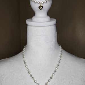 Pearl Chain w/ Heart Charm Set