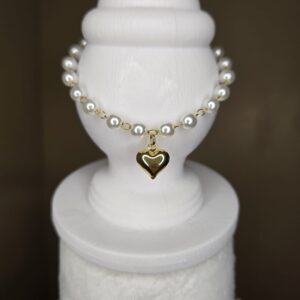Pearl Bracelet w/ Heart Charm