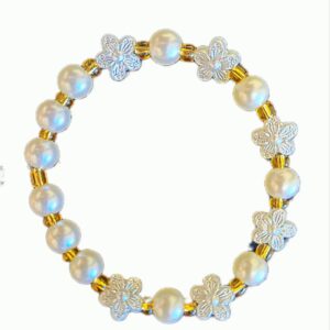 Pearl Flower & Glass Bead Bracelet